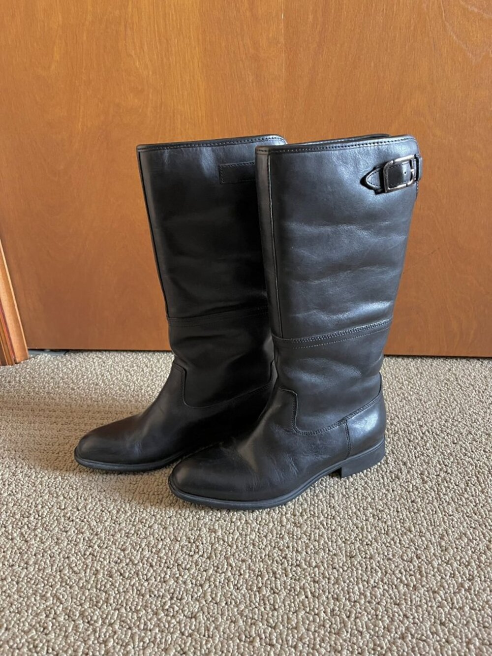 ROCKPORT Lola Black Leather Tall Riding Boots, Good Condition, Size 5